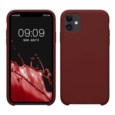 Afbeelding van kwmobile telefoonhoesje geschikt voor Apple iPhone 11 Hoesje met siliconen coating Smartphone case in wijnrood