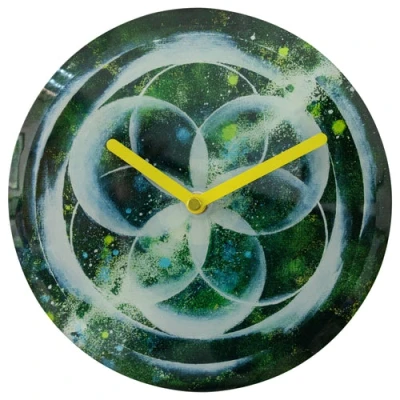 Afbeelding van Tafelklok Nextime dia 20cm groen glas Cosmo Green Tafel