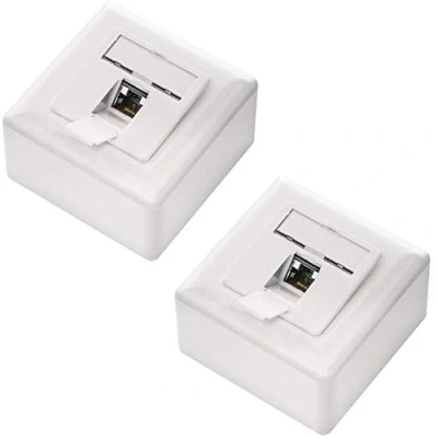 Afbeelding van deleyCON 2x CAT6 Universele Netwerkdoos 1x RJ45 Poort Afgeschermd Opbouw of Inbouw 1 Gigabit Ethernet Netwerk EIA/TIA 568A&amp;B Wit