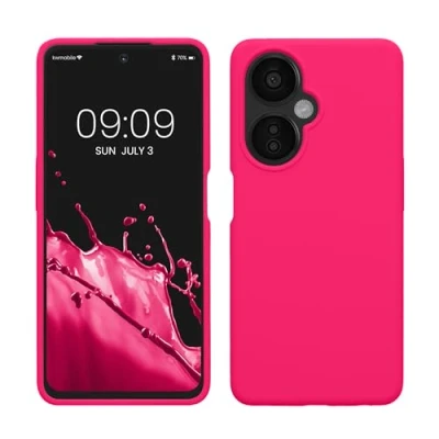 Afbeelding van kwmobile telefoonhoesje geschikt voor OnePlus Nord CE 3 Lite 5G / N30 Hoesje met siliconen coating Smartphone case in neon roze