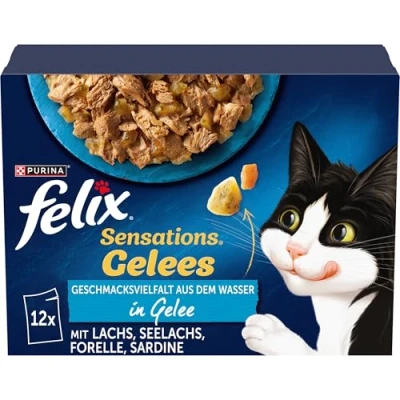 Afbeelding van FELIX Sensations gelei kattenvoer, nat in gelei, vissoortenmix, 6 stuks (6 x 12 zakjes à 85 g)