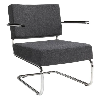 Afbeelding van Design stoel of fauteuil gestoffeerd met wollen viltstof kleur antraciet