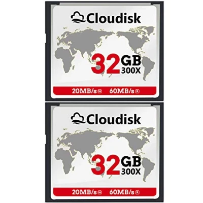 Afbeelding van Cloudisk Set van 2 compacte flashkaarten, 32 GB, 300 x CF 2.0 kaartprestaties, voor DSLR camera, vintage digitale camera en industriële apparatuur (32 GB)