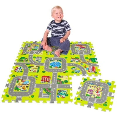 Afbeelding van 9 Stuks Speelmat Straten 30x30 Auto Weg Speelkleed Kinderen