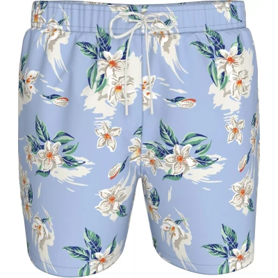 Afbeelding van Tommy Hilfiger Medium Drawstring swimshort heren zwembroek lichtblauw met bloemen print
