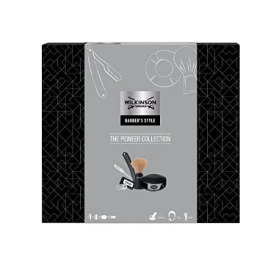 Afbeelding van WILKINSON SWORD Barber&#039;s Style The Pioneer Collection (scheermes, 5 x dubbele messen. scheerkwast, scheerzeep)