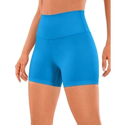 Afbeelding van CRZ YOGA Naakt Gevoel Bikershort Voor Dames 4 Inch Hoog Getailleerde Yogatraining Gym Running Spandex Shorts Madagaskar blauw S