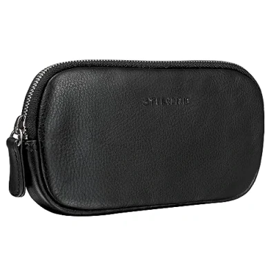 Afbeelding van STILORD &#039;Mike&#039; Pennenzak Leder Vintage Etui voor School Werk Accessoire Ideaal als Pennenetui Organizer en Make Up Tasje Echt Leer, Kleur:zwart