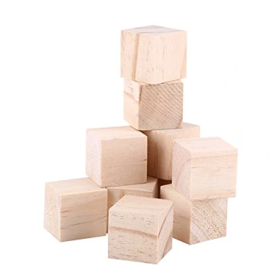 Afbeelding van 10Pcs 25Mm Natuurlijke Massief Houten Kubussen Hout Vierkante Blokken Voor Puzzel Maken Houtwerk Craft Diy Projecten
