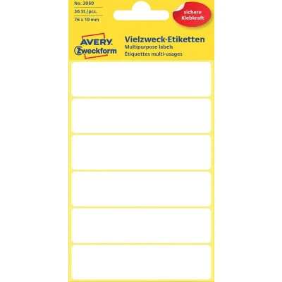 Afbeelding van Etiket Avery Zweckform 3080 76x19mm wit 36 stuks Pak a 6 vel 10
