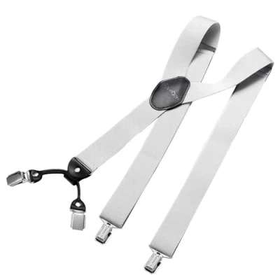 Afbeelding van DonDon brede bretels 3,5 cm 4 Y vormige leren clips elastisch en in lengte verstelbaar Lichtgrijs