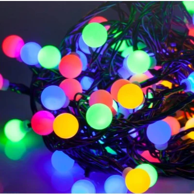 Afbeelding van LED kerstverlichting Gekleurde bolletjes 100 stuks 10 meter koppelbaar