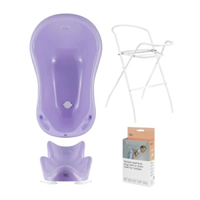 Afbeelding van Hylat Baby Set: Babybad Lite met Badstandaard, Badzitje en Afvoer ideale oplossing voor geweldige badervaringen, Kleur: Paars, Motief: Yeti