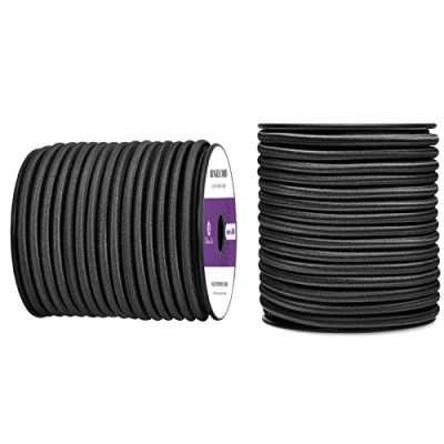 Afbeelding van Abma Cord Bungeekoord 6mm 20M Rubberen Touw Elastisch Koord Expandertouw Spankoord Elastiek voor Camping, Zeildoek, Aanhangwagen, Rugzak, Tentstok, Kajak Zwart