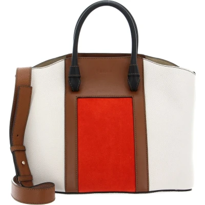 Afbeelding van FURLA Leren Schoudertas Handtas Miastella Tote Bag Tangerine + Perla e Cognac h Grijs Bruine
