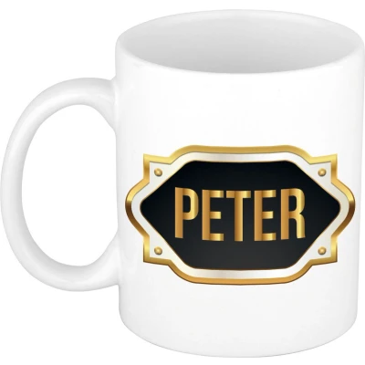 Afbeelding van Peter Naam / voornaam kado beker mok met embleem mokken