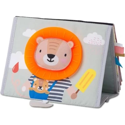 Afbeelding van Taf Toys Savannah Tummy time Newborn Baby Book. Double sided Sensory Pages Includes Safe Mirror, High Contrast Pictures, Crinkle Textures &amp; Teether. Gift Suitable for Boy Girls from Birth