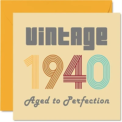 Afbeelding van 84e verjaardagskaarten voor mannen vrouwen vintage 1940 oud tot in de perfectie 84 verjaardagskaart grappig haar hem, 145 mm x beste vriend verjaardag wenskaarten overgrootvader