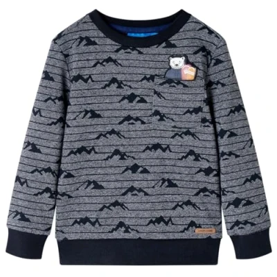 Afbeelding van Kindertrui met heuvelprint 92 gemleerd marineblauw