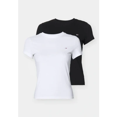 Afbeelding van Tommy Jeans Cneck TEE 2 PACK Tshirt basic, Dames, Maat: 32, Ecru/black