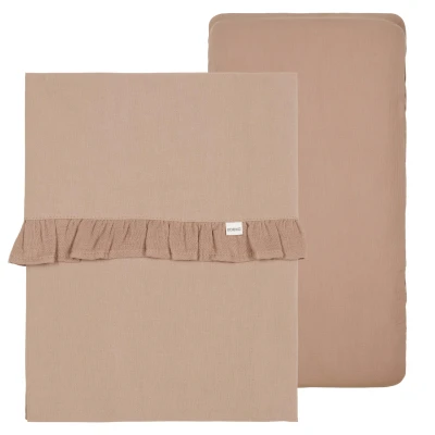 Afbeelding van Koeka Ledikantlaken En Hoeslaken Set Ruffle Faro caffe