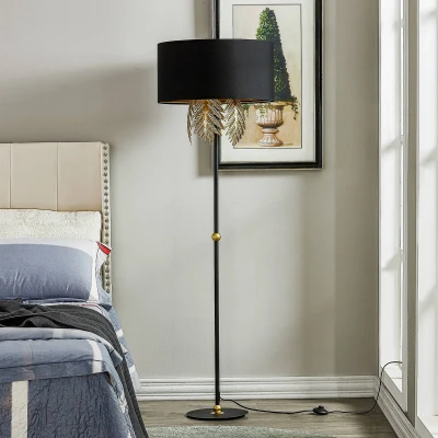 Afbeelding van Lucande vloerlamp 3lichts Stof, strijkijzer H: 160 cm E27 zwart, goud