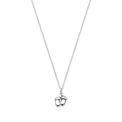 Afbeelding van Zilver gerhodineerd collier baby voetjes 41 43 45 cm 1339904
