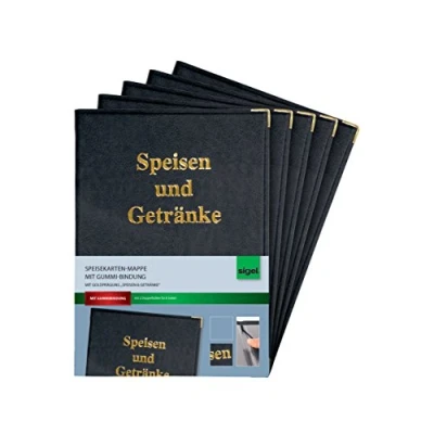 Afbeelding van SIGEL SM101 menukaartmappen voor A5, met rubberen binding, zwart, pak van 5 andere uitvoeringen