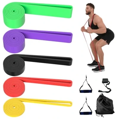 Afbeelding van Newpop 5 elastische fitnessniveaus, fitnessbanden, weerstandsbanden, band, calisthenics latex extensions met deuranker, handgrepen en tas