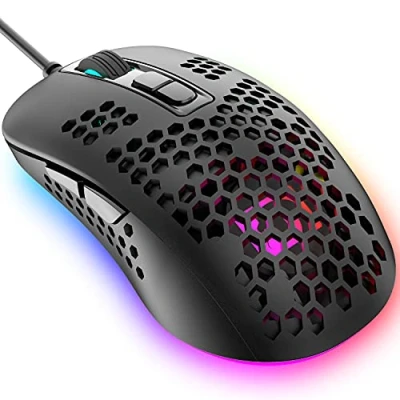 Afbeelding van Ultralichte bedrade gamingmuis, lichtgewicht honingraatschaal Ergonomisch ontwerp, 4 soorten RGB ademhaling verlichte muizen, instelbare DPI tot 2400, USB optische computermuizen voor pc (zwart)