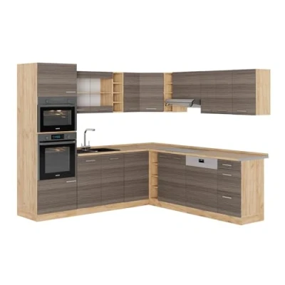 Afbeelding van Vicco Hoekkeuken R Line, Edel grijs/gouden eik, 237 x 60 cm zonder werkblad