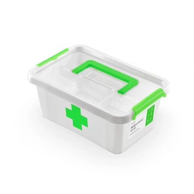 Afbeelding van Orplast 1126 Antibacteriële EHBO doos voor thuis 4,5 liter / met handgreep + inzetstuk 29x20x12cm