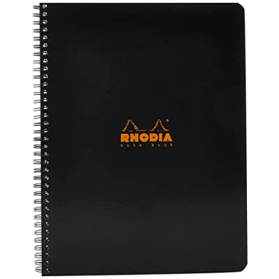 Afbeelding van Rhodia 193009C Notitieboek, DIN A4 (22,5 x 29,7 cm), met dubbele spiraal, microgeperforeerd, geruit, 80 g, vellen, 1 stuk, zwart
