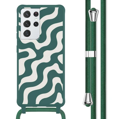 Afbeelding van Samsung Galaxy S21 Ultra Hoesje Siliconen en TPU (zacht) imoshion Softcase/Koordhoesje/Backcover Petrol Green Groovy Telefoonhoesje