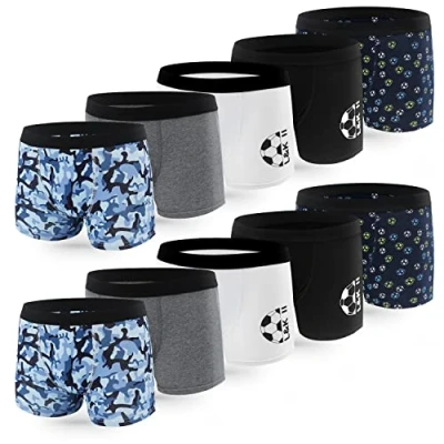 Afbeelding van L&amp;K II Boxershorts voor jongens, katoen, kinderonderbroeken, verpakking van 10 stuks, 1604, meerkleurig 2, 146 152