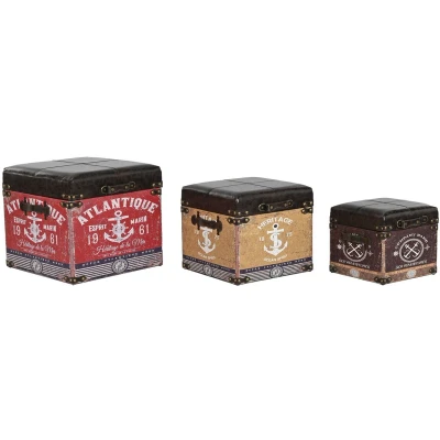 Afbeelding van Set decoratieve dozen Home ESPRIT Bruin Multicolour Polyurethaan Hout Vintage