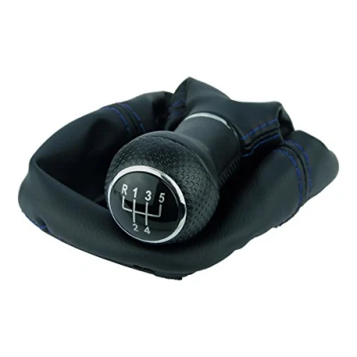 Afbeelding van L &amp; P Car Design A252 12 Versnellingspookknop, zwarte naad, blauw, 5 versnellingen, 23 mm, compatibel met VW Golf 4 IV frame knop plug play reserveonderdeel voor 1J0711113