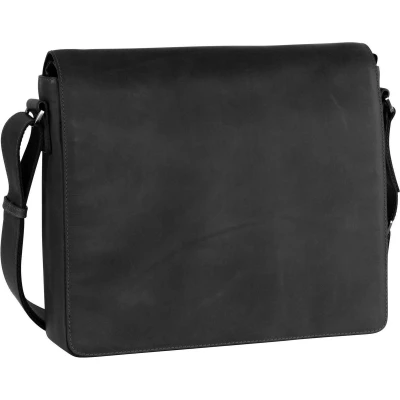 Afbeelding van LEONHARD HEYDEN Leren Schoudertas Laptoptas met laptopvak Ottawa Crossbody Bag Black Zwart