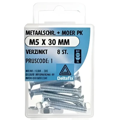 Afbeelding van Deltafix Metaalschroef verzinkt PK + Moer M5 x 30 mm 8 stuks