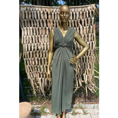 Afbeelding van Lange Zomerjurk Pesca Effen Army Green One Size