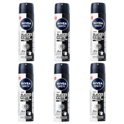 Afbeelding van Nivea Men Invisible Spray voor Zwart Witte Heren Original — 200 ml 6 stuks