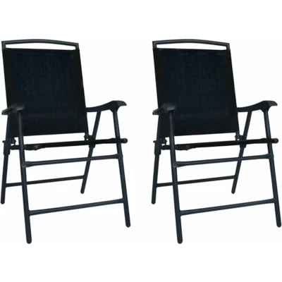 Afbeelding van Tuinstoelen inklapbaar 2 st textileen zwart