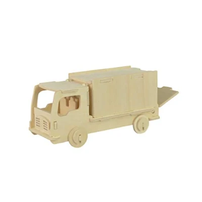 Afbeelding van Pebaro 851/4 houten bouwpakket 3D puzzel, vrachtwagen, modelbouwset, knutselen met hout, voorgesneden plaat, incl. schuurpapier, uitbreken, in elkaar