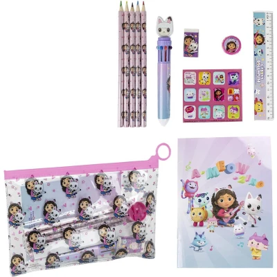 Afbeelding van Gabby&#039;s Poppenhuis Etui met Inhoud Kleuren Pen Liniaal Puntenslijper