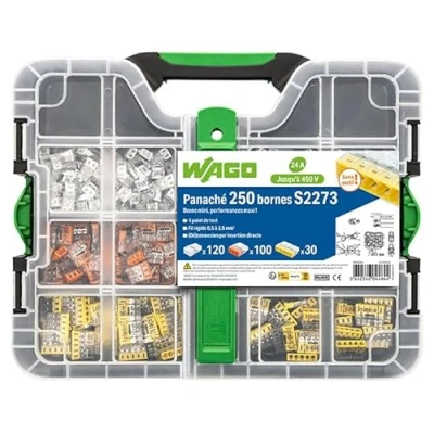 Afbeelding van Wago Koffer met 250 klemmen S2273 (120 x 2E + 100 3E 30 5E)