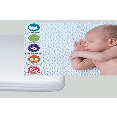 Afbeelding van Ti TIN Matrasbeschermer voor kinder /babybed, 35 x 75 cm, 2 stuks, zacht, ademend, waterdicht en antibacterieel, 100% katoen, voering van polyurethaan, badstof, kleur: wit
