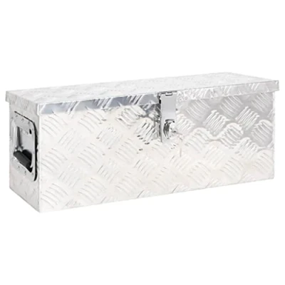Afbeelding van vidaXL Opbergbox 60x23,5x23 cm aluminium zilverkleurig, gereedschapskist, opbergkoffer, tuinkist, opbergkist, tuinbox, terrasbox, gereedschapskisten