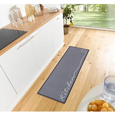 Afbeelding van Design Keukenloper Wasbaar 30C Grijs 50x150 Cm