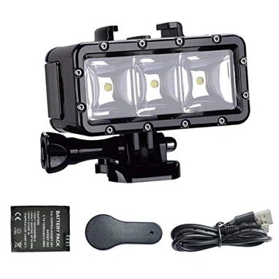 Afbeelding van Suptig Led onderwaterlicht, waterdicht, compatibel met Gopro serie, AKASO, Campark, DJI Osmo actiecamera, 45 meter