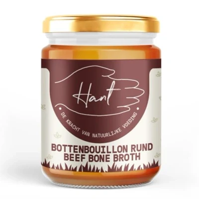 Afbeelding van HANT Bottenbouillon Rund Neutraal Halal Bone Broth 32 Uur Gekookt Collageen &amp; Voedingsstoffen 400 ml